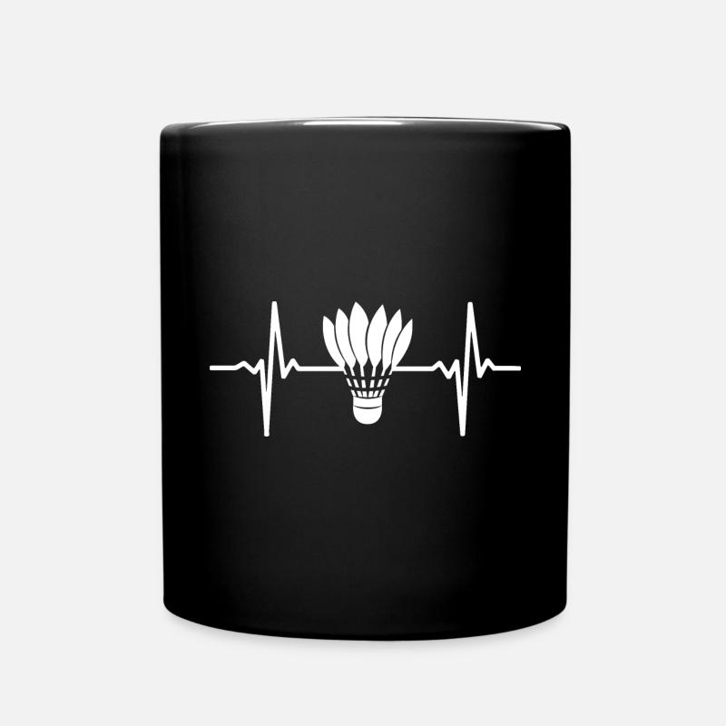 Badminton Herzschlag - Tasse einfarbig - Schwarz