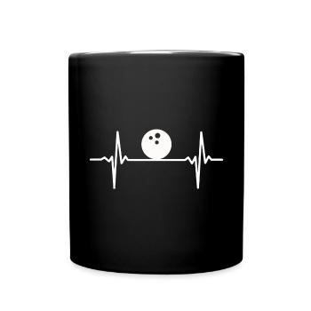 Bowling-Herzschlag - Tasse einfarbig - Schwarz - Vorne