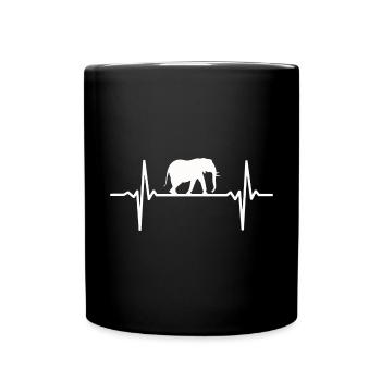 Herzschlag Elefant - Tasse einfarbig - Schwarz - Vorne