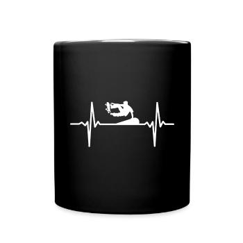 Skateboard Heartbeat Skater Skateboarder - Full Colour Mug - black - Front