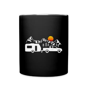 Camping Wohnwagen Camper Campingurlaub - Tasse einfarbig - Schwarz - Vorne