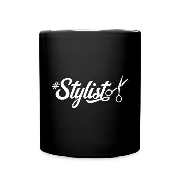 stylist schere hashtag - Tasse einfarbig - Schwarz - Vorne