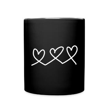 drei Herzen - Tasse einfarbig - Schwarz - Vorne
