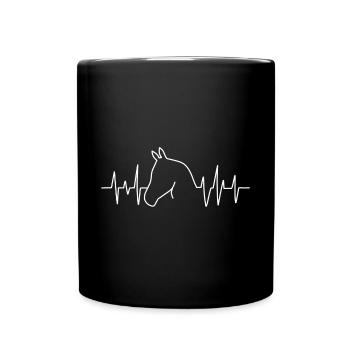 Herz Herzschlag Pferd - Tasse einfarbig - Schwarz - Vorne
