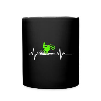 Herzschlag Motocross - Tasse einfarbig - Schwarz - Vorne
