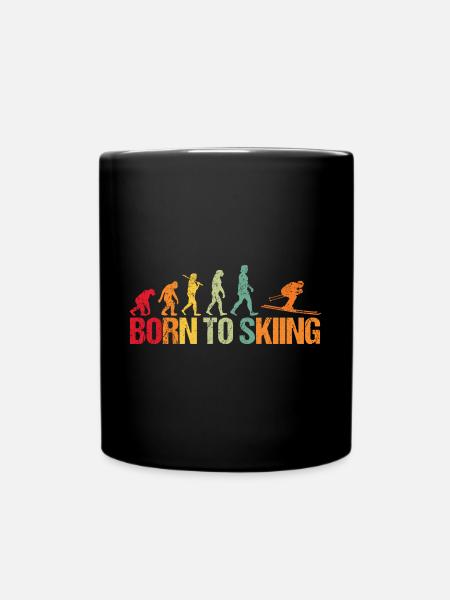 Evolution of Skiing - Tasse einfarbig - Schwarz