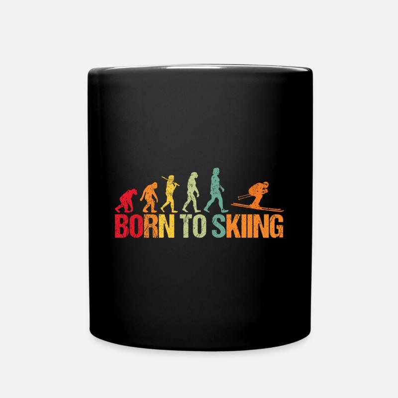 Evolution of Skiing - Tasse einfarbig - Schwarz