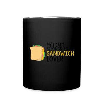 Mein Herz gehört Sandwich Liebhaber Geschenk - Tasse einfarbig - Schwarz - Vorne
