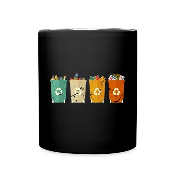 Vintage Retro Mülltonne Recycle - Tasse einfarbig - Schwarz - Vorne