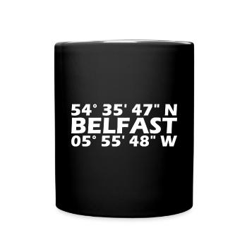Belfast Koordinaten - Tasse einfarbig - Schwarz - Vorne