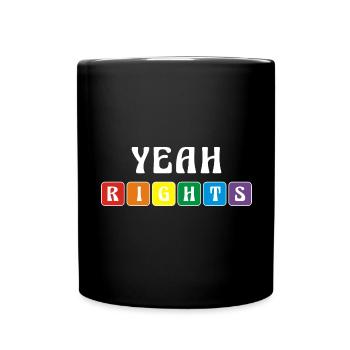 Regenbogen ja Rechte Grafik - Tasse einfarbig - Schwarz - Vorne