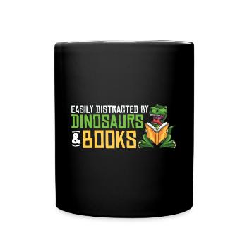 Dinosaur Book Read Dino Read Funny Readers - Full Colour Mug - black - Front