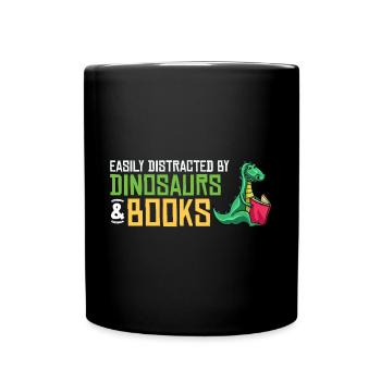 Dinosaur Book Read Dino Read Funny Readers - Full Colour Mug - black - Front