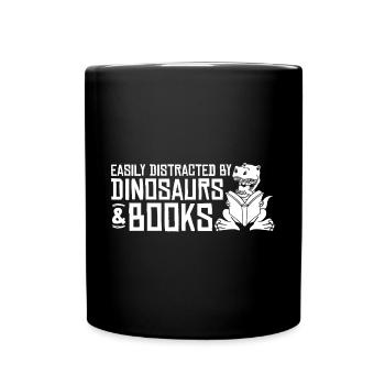 Dinosaur Book Read Dino Read Funny Readers - Full Colour Mug - black - Front