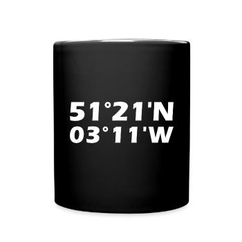 Cardiff Koordinaten - Tasse einfarbig - Schwarz - Vorne