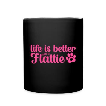 Flat Coated Retriever Dog La vie est meilleure maman - Mug uni - noir - Devant