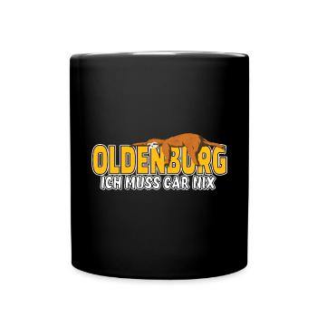 Oldenburg ich muss gar nix Faultier Heimat - Tasse einfarbig - Schwarz - Vorne