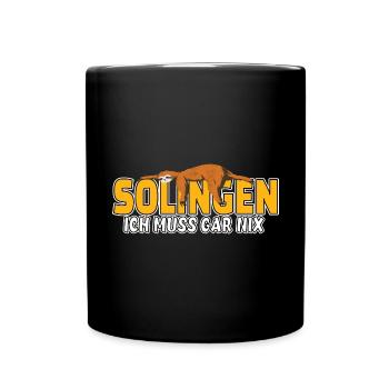 Solingen ich muss gar nix Faultier Heimat - Tasse einfarbig - Schwarz - Vorne