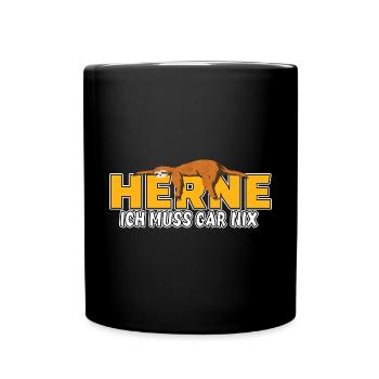 Herne ich muss gar nix Faultier Heimat - Tasse einfarbig - Schwarz - Vorne