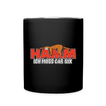 Hamm ich muss gar nix Faultier Heimat - Tasse einfarbig - Schwarz - Vorne