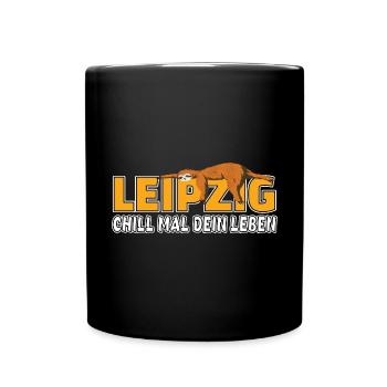 Leipzig chill mal dein Leben Faultier Heimat - Tasse einfarbig - Schwarz - Vorne