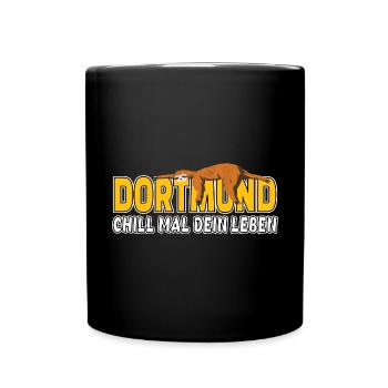 Dortmund chill mal dein Leben Faultier Heimat - Tasse einfarbig - Schwarz - Vorne