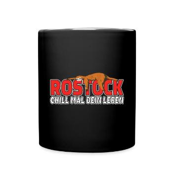 Rostock chill mal dein Leben Faultier Heimat - Tasse einfarbig - Schwarz - Vorne
