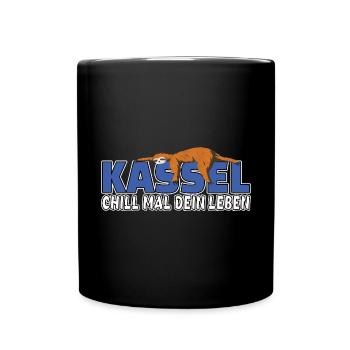 Kassel chill mal dein Leben Faultier Heimat - Tasse einfarbig - Schwarz - Vorne
