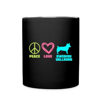 Suédois Vallhund Västgötaspets Peace Love - Mug uni - noir - Devant