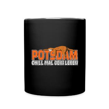 Potsdam chill mal dein Leben Faultier Heimat - Tasse einfarbig - Schwarz - Vorne