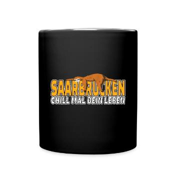 Saarbrücken chill mal dein Leben Faultier Heimat - Tasse einfarbig - Schwarz - Vorne