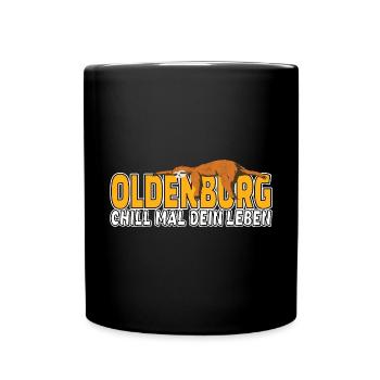 Oldenburg chill mal dein Leben Faultier Heimat - Tasse einfarbig - Schwarz - Vorne