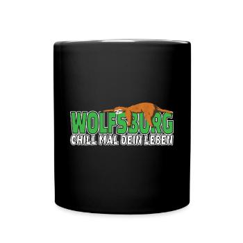 Wolfsburg chill mal dein Leben Faultier Heimat - Tasse einfarbig - Schwarz - Vorne
