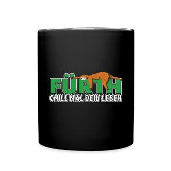 Fürth chill mal dein Leben Faultier Heimat - Tasse einfarbig - Schwarz - Vorne