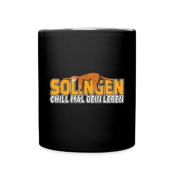 Solingen chill mal dein Leben Faultier Heimat - Tasse einfarbig - Schwarz - Vorne