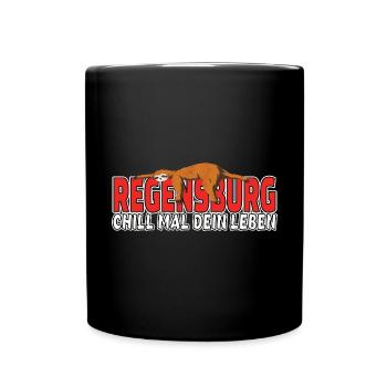 Regensburg chill mal dein Leben Faultier Heimat - Tasse einfarbig - Schwarz - Vorne