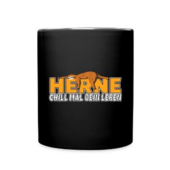 Herne chill mal dein Leben Faultier Heimat - Tasse einfarbig - Schwarz - Vorne