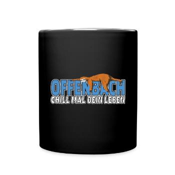 Offenbach chill mal dein Leben Faultier Heimat - Tasse einfarbig - Schwarz - Vorne