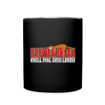 Bremerhaven chill mal dein Leben Faultier Heimat - Tasse einfarbig - Schwarz - Vorne