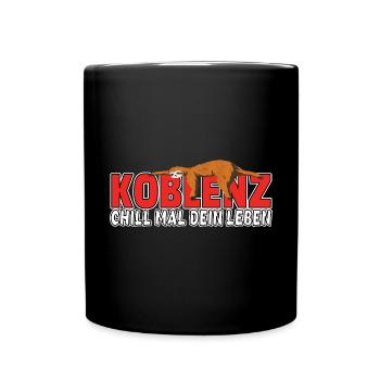 Koblenz chill mal dein Leben Faultier Heimat - Tasse einfarbig - Schwarz - Vorne