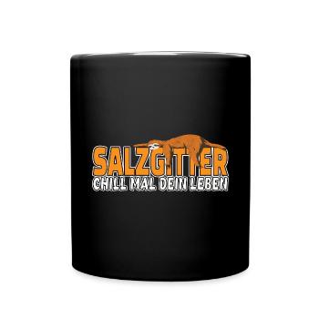 Salzgitter chill mal dein Leben Faultier Heimat - Tasse einfarbig - Schwarz - Vorne