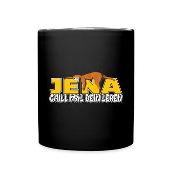 Jena chill mal dein Leben Faultier Heimat - Tasse einfarbig - Schwarz - Vorne