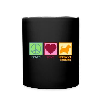 Norwich Terrier Dog Mama Mom Peace Love - Full Colour Mug - black - Front