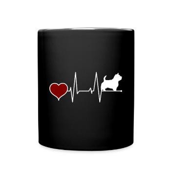 Norwich Terrier Dog Mama Mom Heartbeat - Full Colour Mug - black - Front