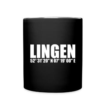 Lingen Koordinaten - Tasse einfarbig - Schwarz - Vorne