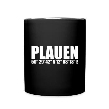 Plauen Koordinaten - Tasse einfarbig - Schwarz - Vorne
