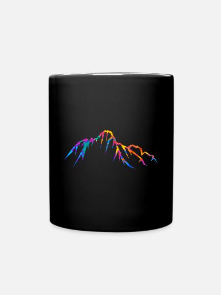 Mountain Mountains Mountain Silhouette Design Mountaineers - Full Colour Mug - black