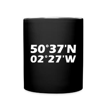 Weymouth Koordinaten - Tasse einfarbig - Schwarz - Vorne