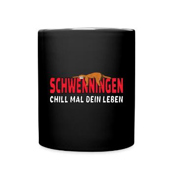 Schwenningen Faultier chill mal dein Leben - Tasse einfarbig - Schwarz - Vorne