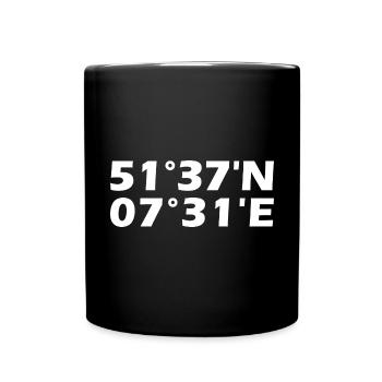 Lünen Koordinaten - Tasse einfarbig - Schwarz - Vorne